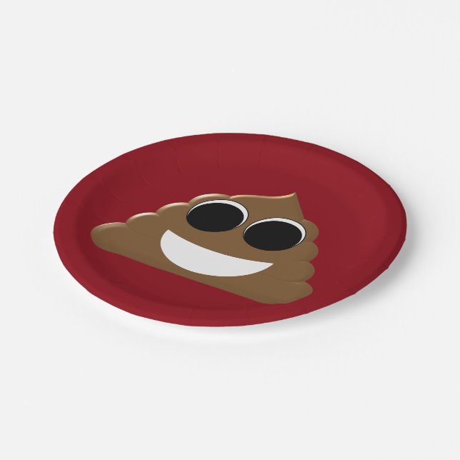 Funny Emoji Poo Paper Plate (Angled)