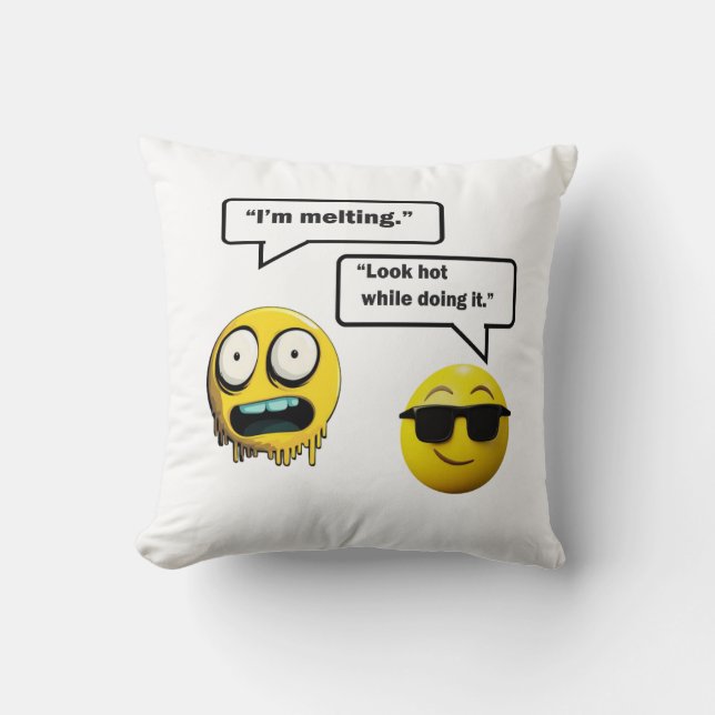 Funny Emoji Quote Throw Pillow (Front)