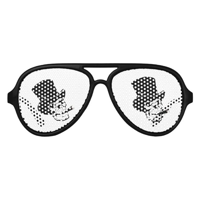 FUNNY EMOJI. SKULL SMOKING WITH A HAT AVIATOR SUNGLASSES (Front)