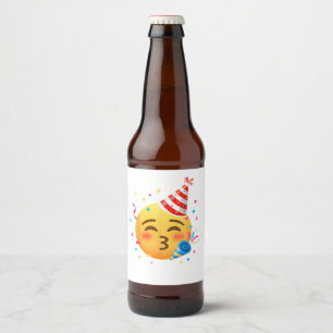 Funny Emoticon Party Beer Bottle Label