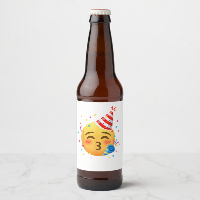 Funny Emoticon Party Beer Bottle Label (Front)