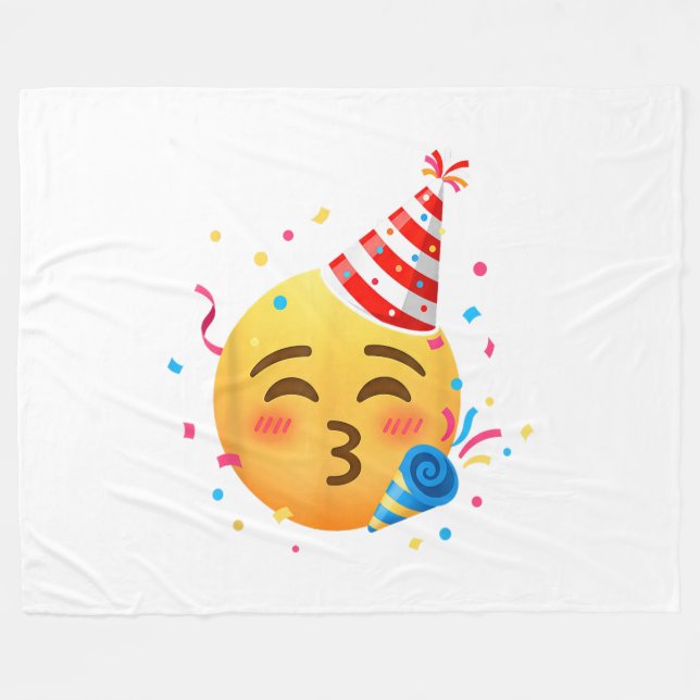 Funny Emoticon Party Fleece Blanket (Front (Horizontal))
