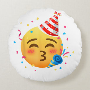 Funny Emoticon Party Round Cushion