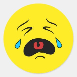 Funny Emoticon Super Sad Face Crying Emoji  Classic Round Sticker
