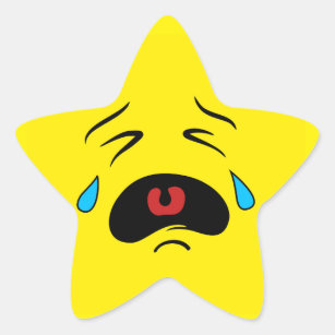 Funny Emoticon Super Sad Face Crying Emoji  Star Sticker
