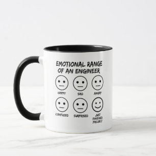 Funny Emotional Range Of An Engineer Fan Faces Mug