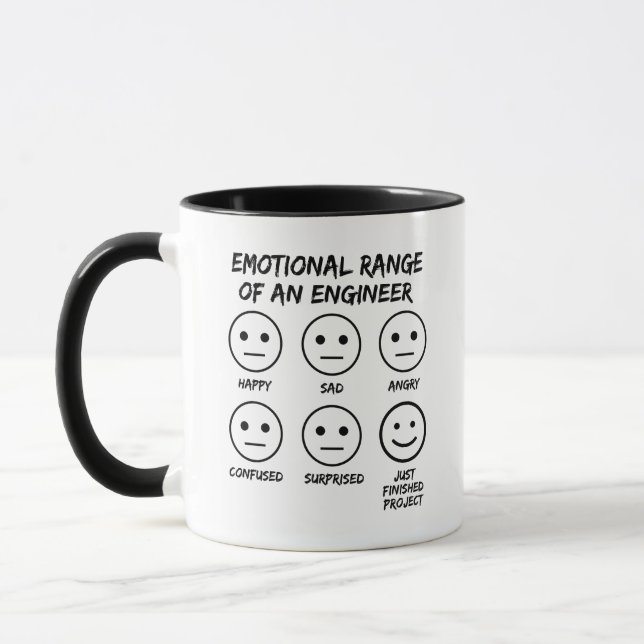  Funny Emotional Range Of An Engineer Fan Faces Mug (Left)