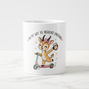 Funny Emotional Regulation Gazelle with Coffee Large Coffee Mug