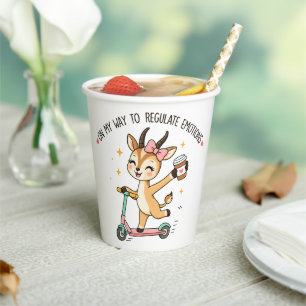 Funny Emotional Regulation Gazelle with Coffee Paper Cups