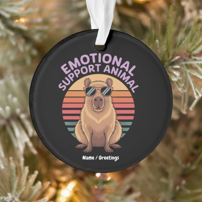 Funny Emotional Support Animal Capybara Sticker Ornament (Tree)