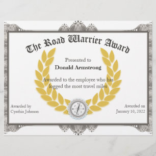 Funny Employee Award -  Road Warrier