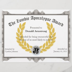 Funny Employee Award - Zombie Apocalypse