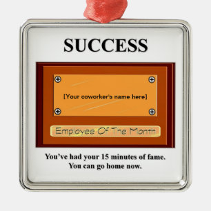 Funny Employee of the Month Your Name Plate Metal Tree Decoration