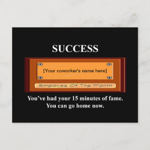 Funny Employee of the Month Your Name Plate Postcard