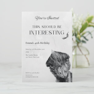 Funny Emu Adult Birthday Invitation Quirky Party