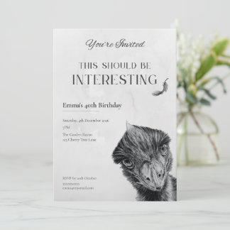 Funny Emu Adult Birthday Invitation | Quirky Party