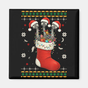Funny Emu Bird In Xmas Socks Lights Christmas  Magnet
