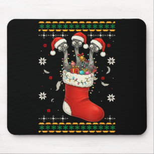 Funny Emu Bird In Xmas Socks Lights Christmas  Mouse Mat