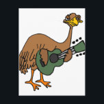 Funny Emu Bird Playing Guitar Cartoon Postcard<br><div class="desc">Silly cute emu flightless bird playing guitar original art design is sensational for bird lovers and music lovers.</div>