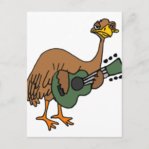 Funny Emu Bird Playing Guitar Cartoon Postcard