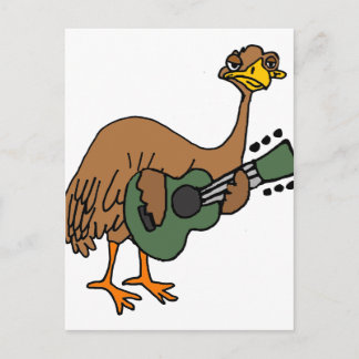 Funny Emu Bird Playing Guitar Cartoon Postcard