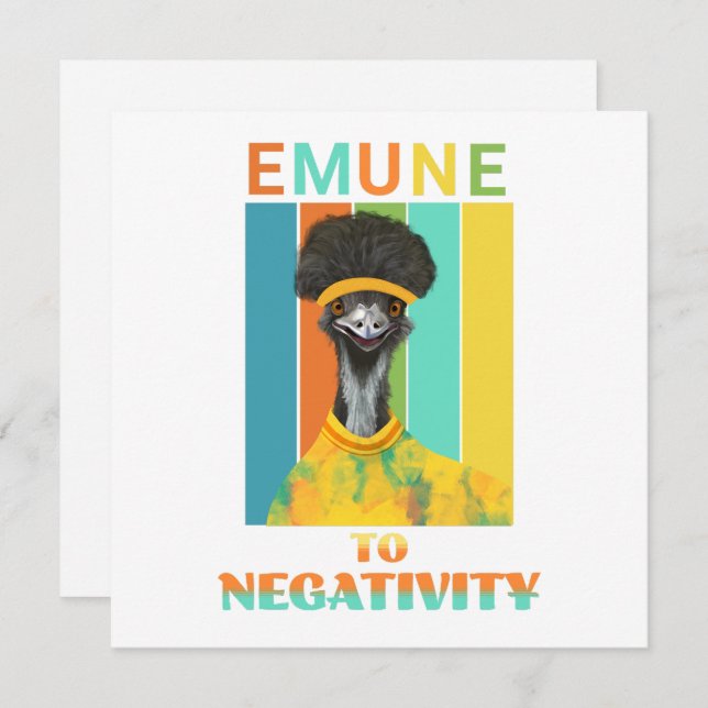 Funny Emu Bird Pun - Emune to Negativity  (Front/Back)