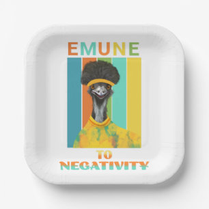 Funny Emu Bird Pun - Emune to Negativity Paper Plate