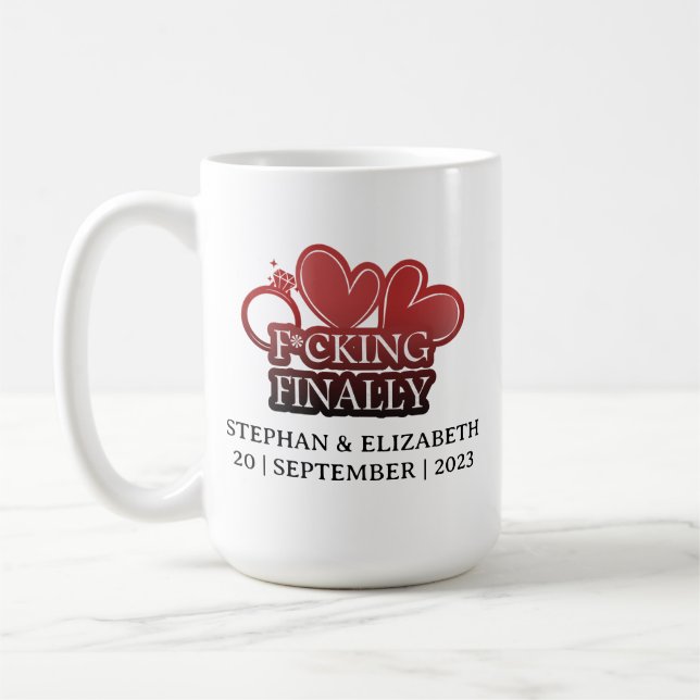 Funny Engagement Gift Heart & Ring Coffee Mug  (Left)