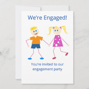 Funny Engagement Party Stick Figure Invitation