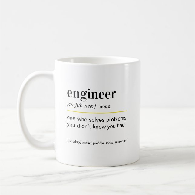 Funny Engineer Definition Gift Coffee Mug (Left)