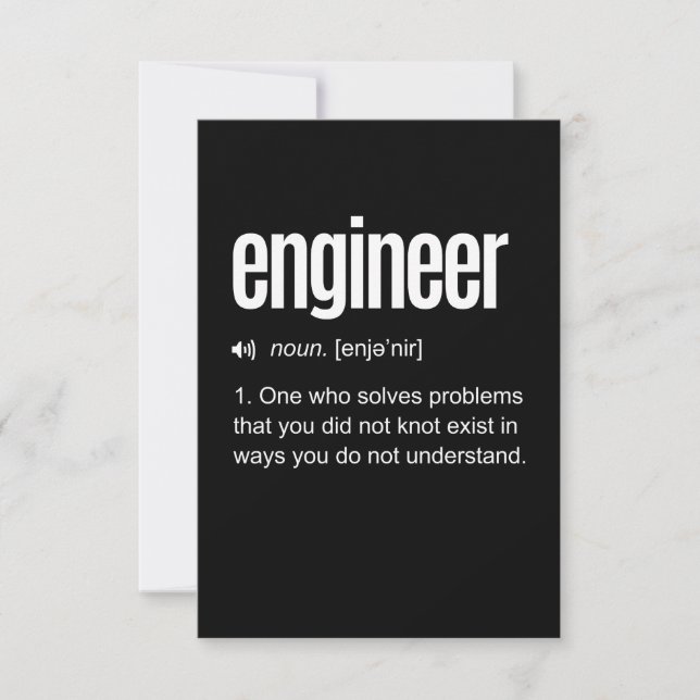 Funny Engineer Definition RSVP Card (Front)
