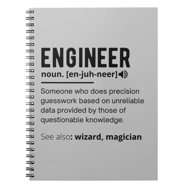 Funny Engineer Definition Spiral Photo Notebook (Front)