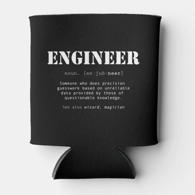 Funny Engineer Dictionary Definition Can Cooler (Front)