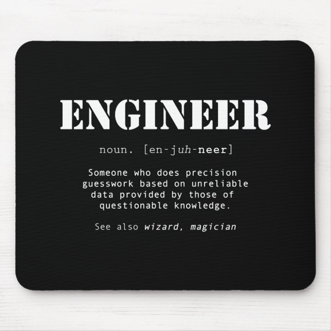 Funny Engineer Dictionary Definition Mouse Mat (Front)