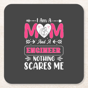 Funny Engineer Mum, Engineer Mum Square Paper Coaster