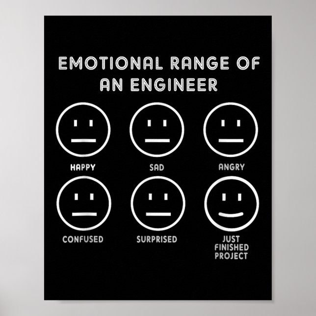 Funny Engineering,emotional Range Of An Engineer,g Poster (Front)