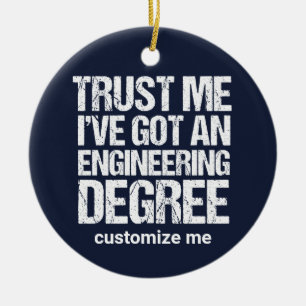 Funny Engineering Graduation Custom Engineer Blue Ceramic Tree Decoration