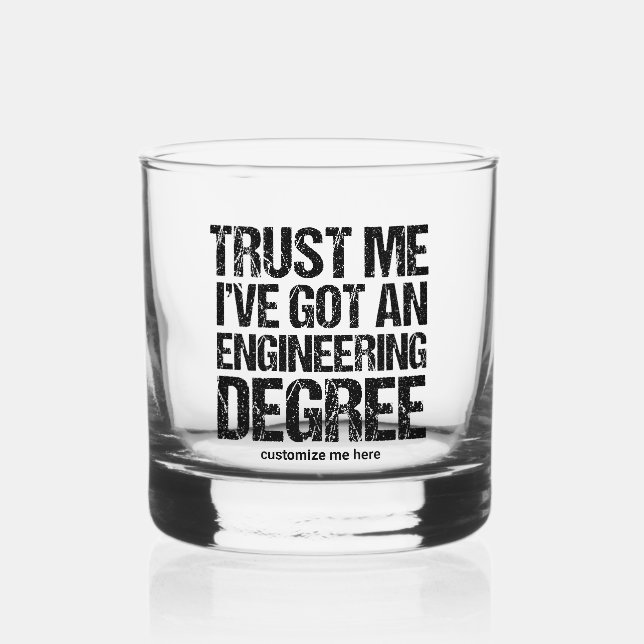 Funny Engineering Graduation Custom Engineer Whiskey Glass (Front)
