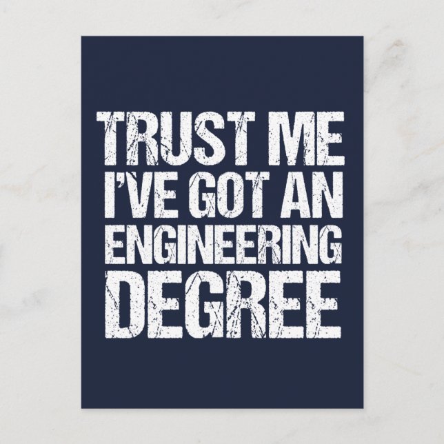 Funny Engineering Graduation Engineer Degree Blue Postcard (Front)