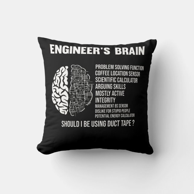 Funny Engineering Humour Brain Engineer Joke Cushion (Front)