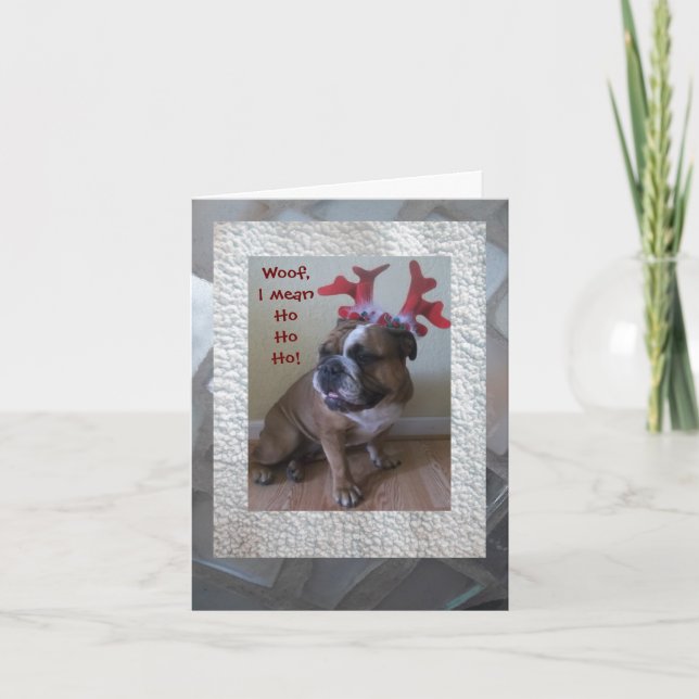 Funny English bulldog Christmas card! Holiday Card (Front)