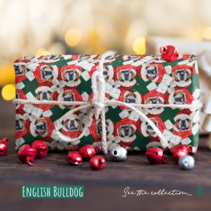 Funny English Bulldog Christmas Pattern Wrapping Paper