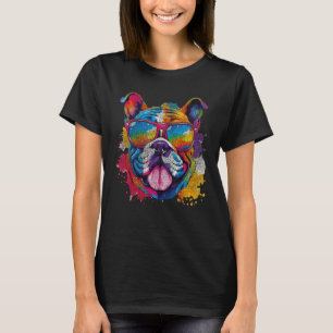 Funny English Bulldog Colourful Pop Art Design For T-Shirt