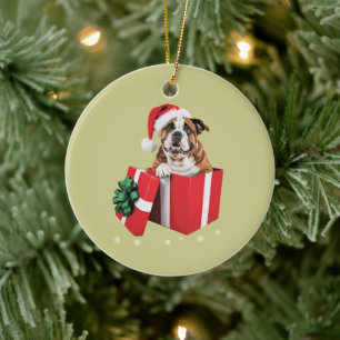 Funny English Bulldog Dog Tree Christmas Lights  Ceramic Tree Decoration