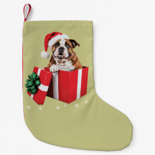 Funny English Bulldog Dog Tree Christmas Lights Small Christmas Stocking