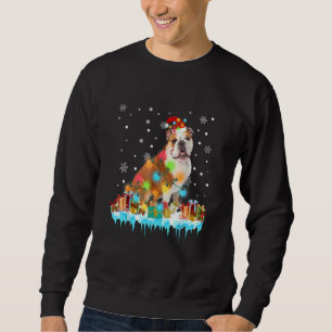Funny English Bulldog Dog Tree Christmas Lights Xm Sweatshirt