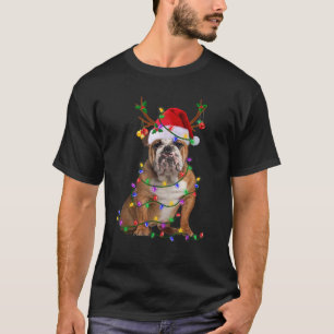 Funny English Bulldog Dog Tree Christmas Lights Xm T-Shirt