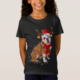Funny English Bulldog Dog Tree Christmas Lights Xm T-Shirt