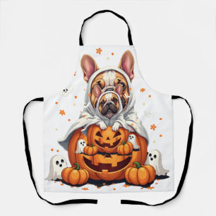 Funny English Bulldog Ghost Boo Halloween Womens M Apron