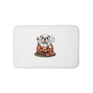 Funny English Bulldog Ghost Boo Halloween Womens M Bath Mat